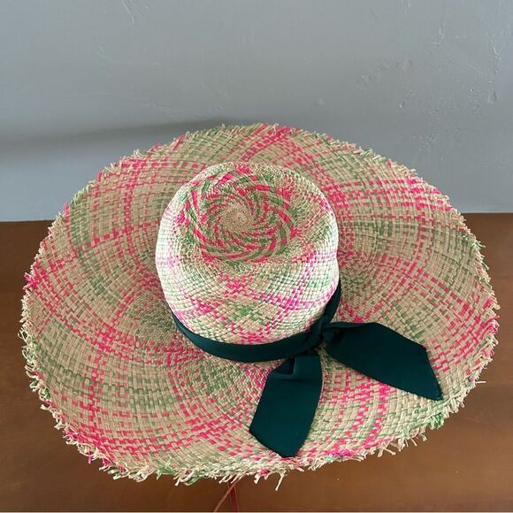 Sensi Studio Women\'s Pareado Frayed Extra Long Brim Panama Hat In Pine Pink